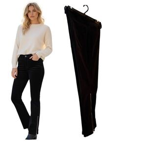 Della Spiga Vintage Cotton Zip Side Leg Black Straight Leg Stretch Pockets sz 8